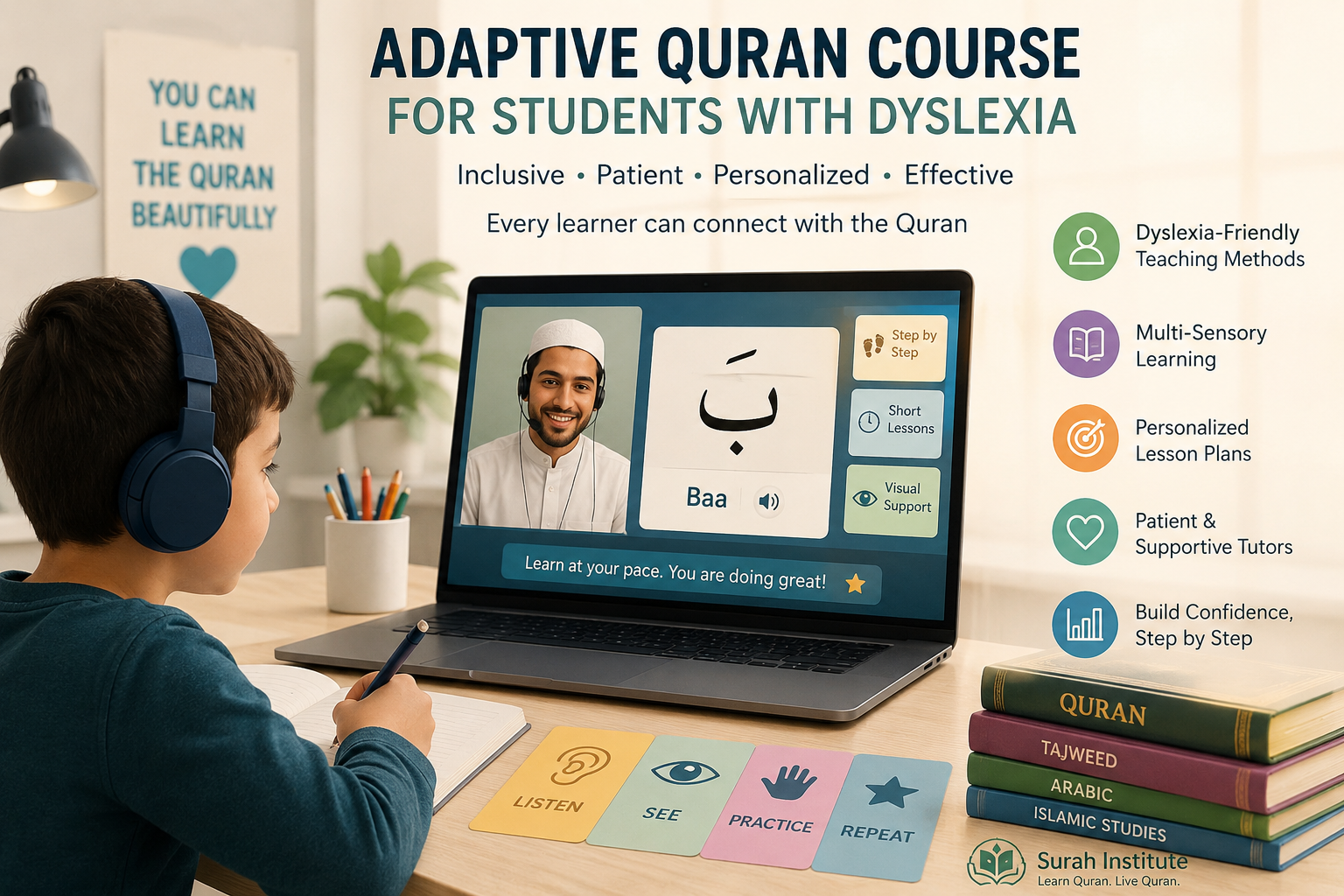 adaptive Quran course for students with dyslexia